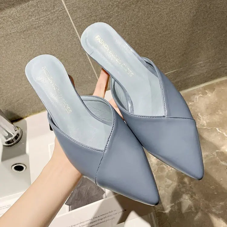 Elegant Pointed Slippers Women Low Heels New Summer Shoes Fashion Luxury Candy Colors Slides Sandals Female Party Footwears