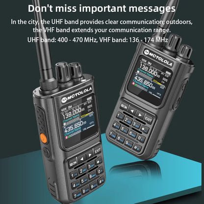 MOTOLOLA 15W Portable Handheld Walkie Talkie 6 Band Transmission Reception Bluetooth Program Flashing Noise Reduction AM FM