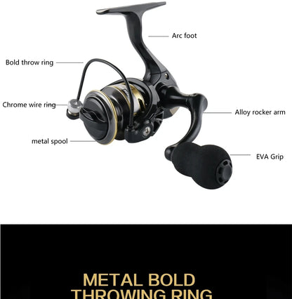 Mini Reel 500/800 Series EVA Grip Ultra Lightweight Fishing Reel 12+1BB High Speed Gear Ratio 5.2:1 Metal Mini Spinning Reel