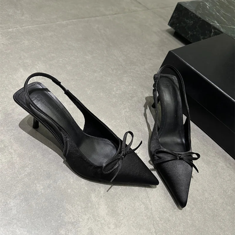 Designer Luxury Summer Women Sandals Fashion Pointed Toe Butterfly-knot Shoes Ladies Elegant High Heels Party Club Sandalias