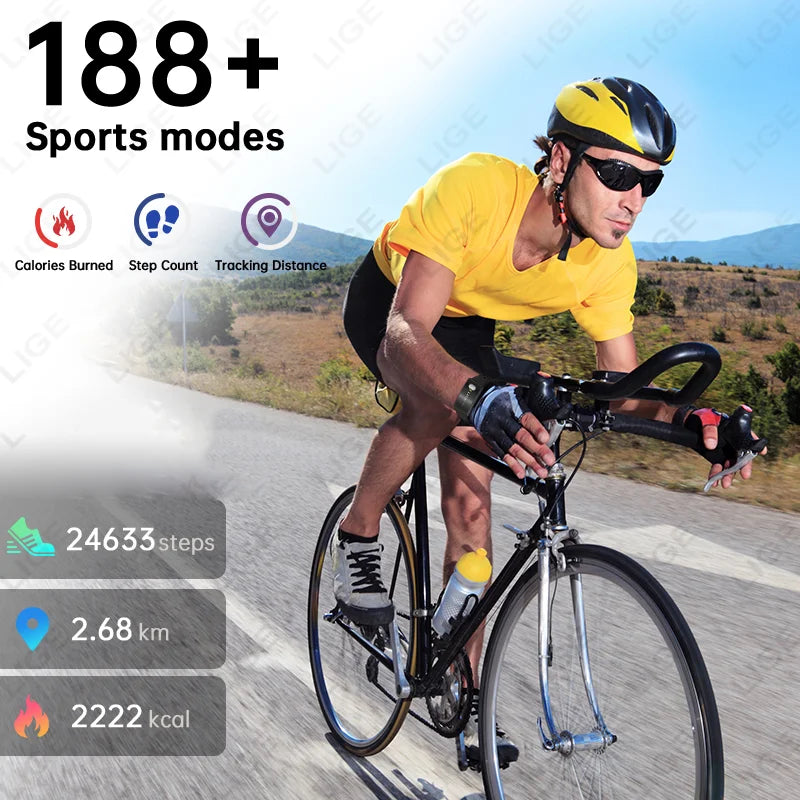 LIGE 2026 ECG+PPG Nursing Grade Smart Bracelet HRV Body Fat BMI Blood Pressure Body Temperature Men Women Health Sports Watches