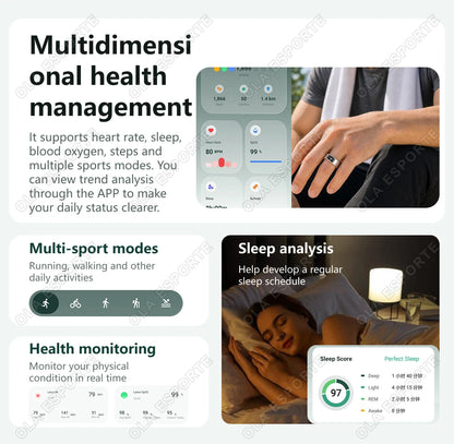 New AI Recording Smart Ring 2026 Heart Rate Health Monitoring Gesture Control AI-Translation Waterproof Multiple Sport Smartring