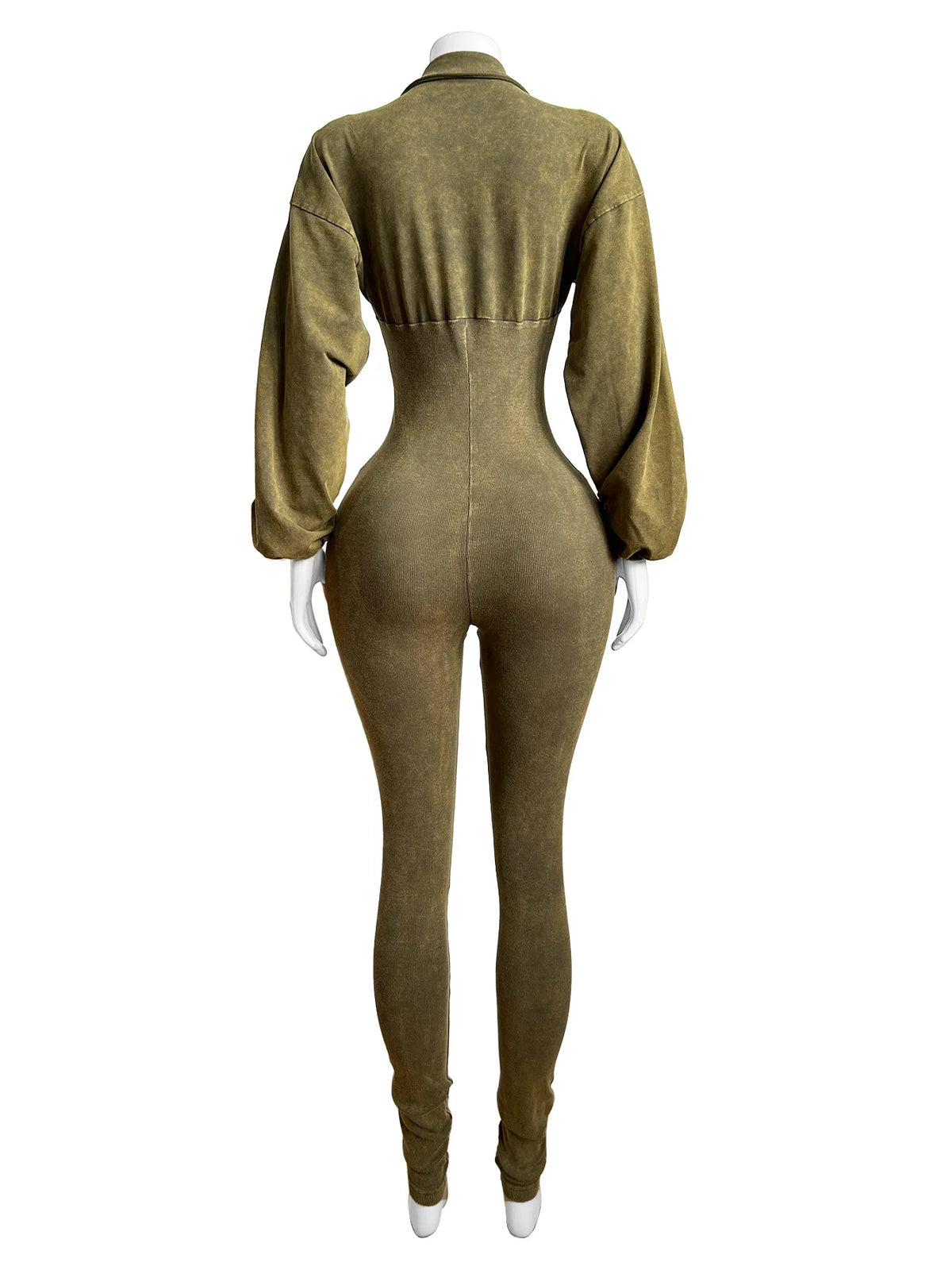 CM.YAYA Fashion Women Knit Ribbed Long Sleeve Moto Biker Jumpsuits 2024 Autumn Washed Street Playsuit One Piece Suit Romper