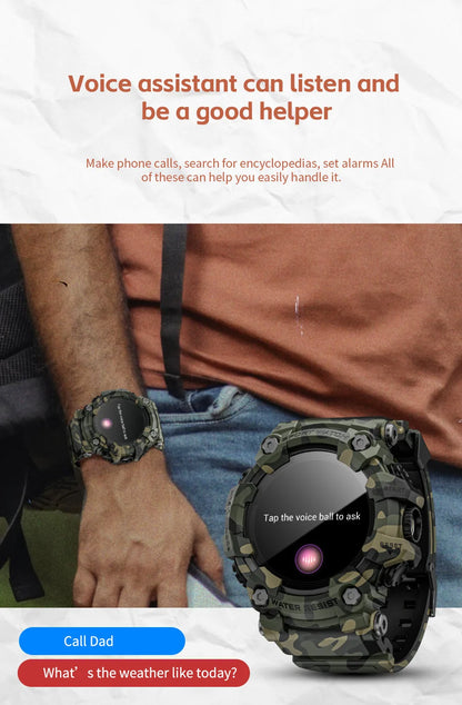 HY Digital LOKMAT Outdoor Smartwatch 1.32 Inch BT Call Smart Watch Men Sports Fitness Tracker Compass Smartwatch for Android IOS