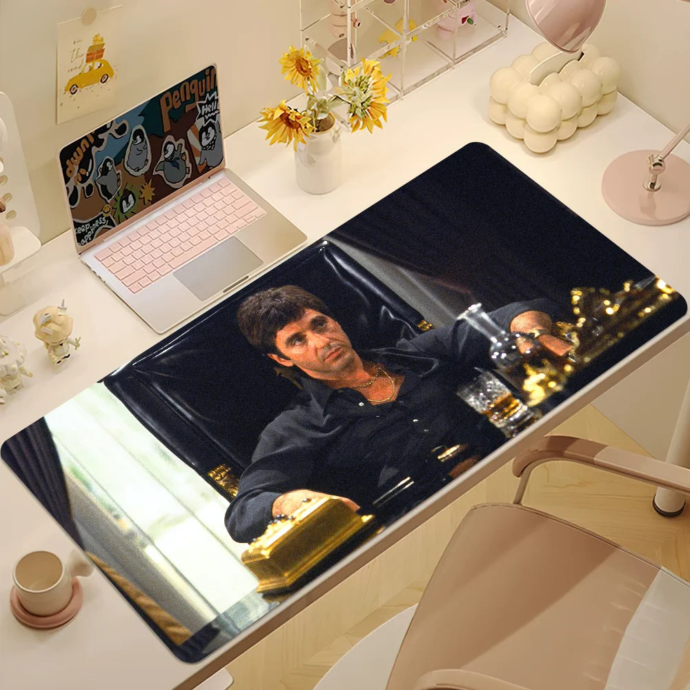 S-Scarface Tony Montana Mouse Pad Large Desk Mat Keyboard Ergonomic Office Rubber PC Non-slip Anti-fray Home Custom Best Price