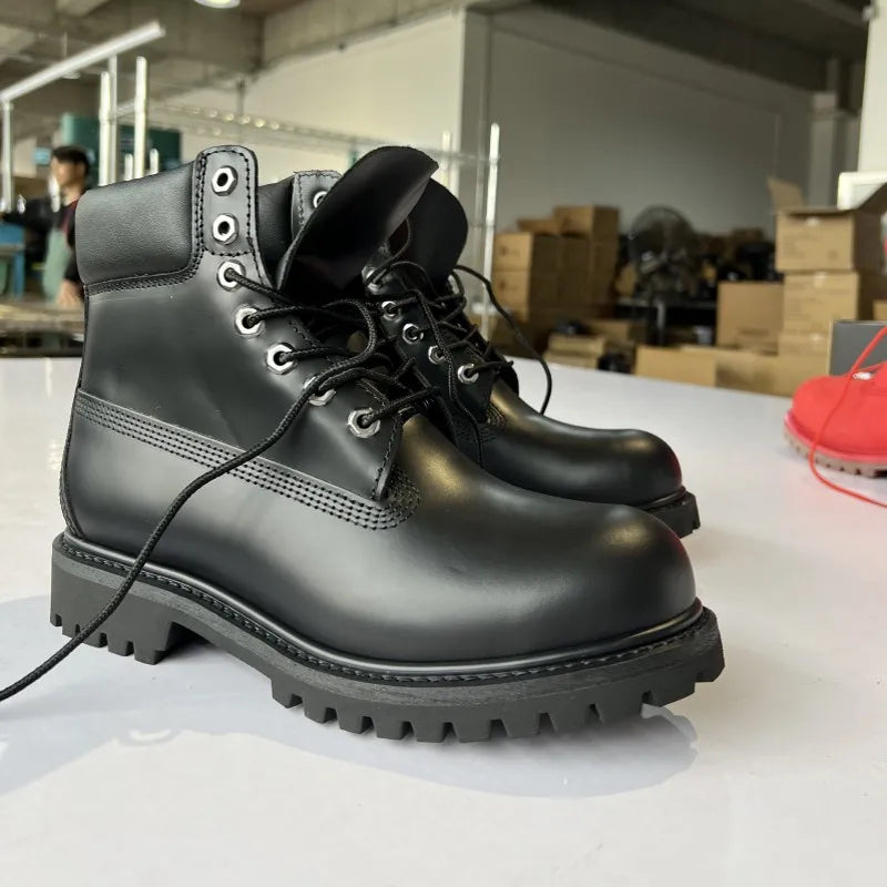 British Style Male Winter Comfortable Cow Suede Leather Round Toe Cross Tied Ankle Boots Solid Color Mid Heel Men Warm Footwear