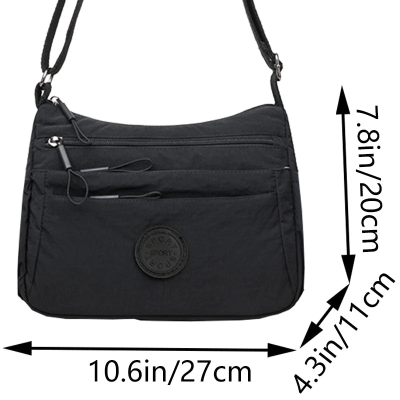Fashionable Women's Crossbody Bag, Casual Nylon Shoulder Purse with Multiple Pockets, Available in Multiple Colors