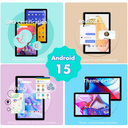 PRITOM TAB11 Android 15 Tablet 10 Inch, 16GB(4+12 Expand) RAM + 128GB ROM, Octa Core, 5G WiFi, with Keyboard, Mouse, Case