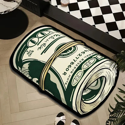 VIKAMA Fashion Print Dollar Mat Insulating, Warm, Non-Slip Entrance Hallway Doormat Bathroom Toilet Rug Home Decor