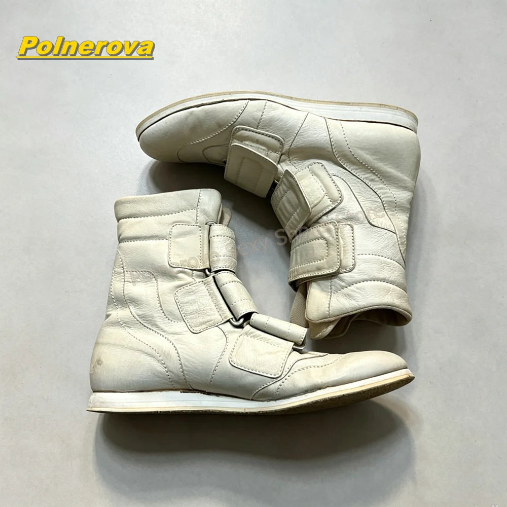 Vintage Hook and Loop Mid Calf Boots Round Toe Chunky Heels Patchwork Casual Booties Street Style Fashion Outfit Autumn 2026