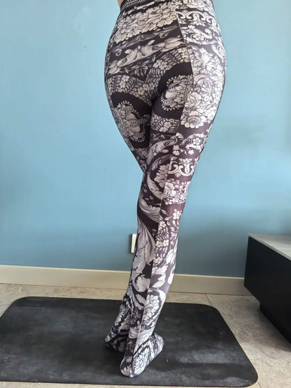 No elastic leopard print seam high waist tights yoga pants Plus size women sports tight leggings