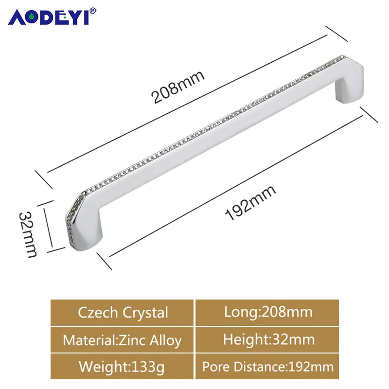 Crystal Drawer Pull Handles Diamond Sliver Wine Wardrobe Decotation Furniture Dresser Kitchen Cupboard Cabinet Knobs Gold Chrome