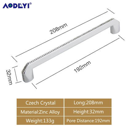 Crystal Drawer Pull Handles Diamond Sliver Wine Wardrobe Decotation Furniture Dresser Kitchen Cupboard Cabinet Knobs Gold Chrome
