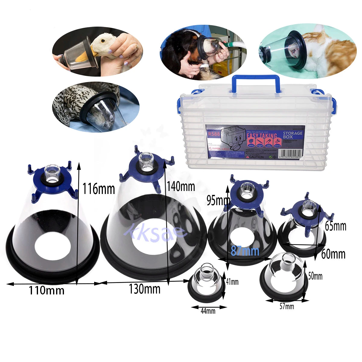 Pet Anesthesia Mask Dogs Cats Transparency Manual Resuscitator Veterinary Anesthesia Oxygen Mask