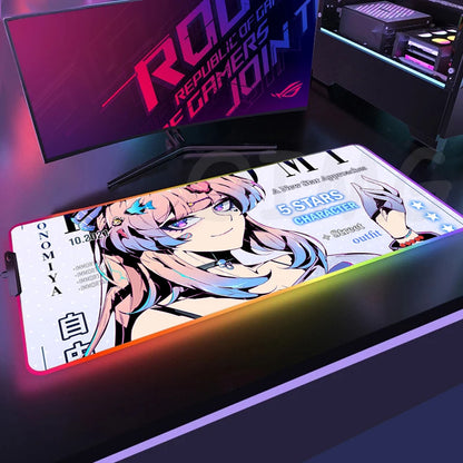 Sexy GirlLED Gaming Mousepads Large Backlight Desk Mat Non-Slip Gamer Mousepad Locking Edge RGB Mouse Pad Luminous Mouse Mat