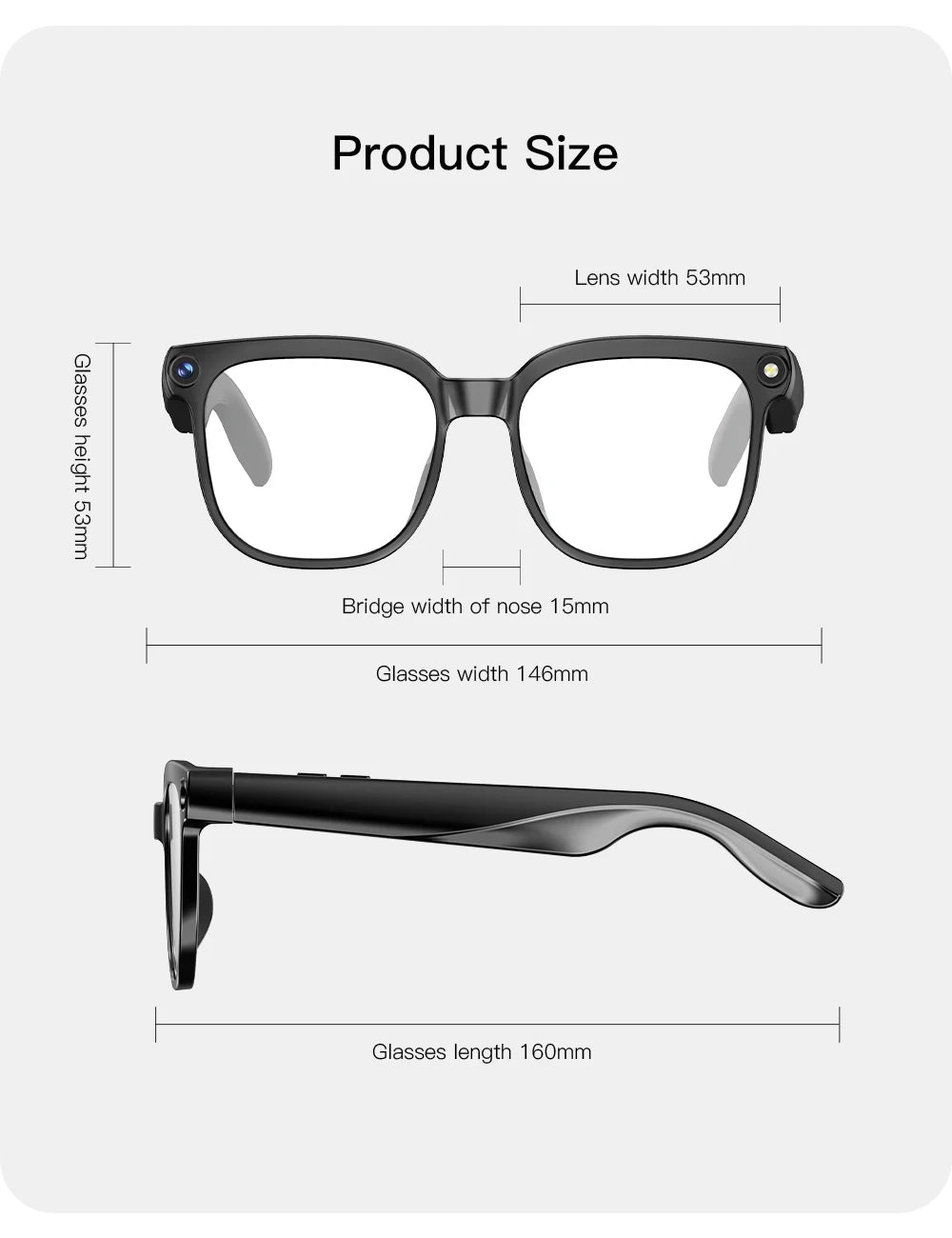 PEJE AI Smart Glasses with Camera, 1080P HD Video Recording Glasses, AI Assistant (ChatGPT/Doubao), Real-Time Translation