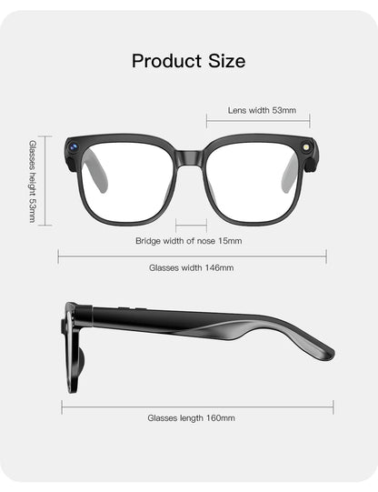 PEJE AI Smart Glasses with Camera, 1080P HD Video Recording Glasses, AI Assistant (ChatGPT/Doubao), Real-Time Translation