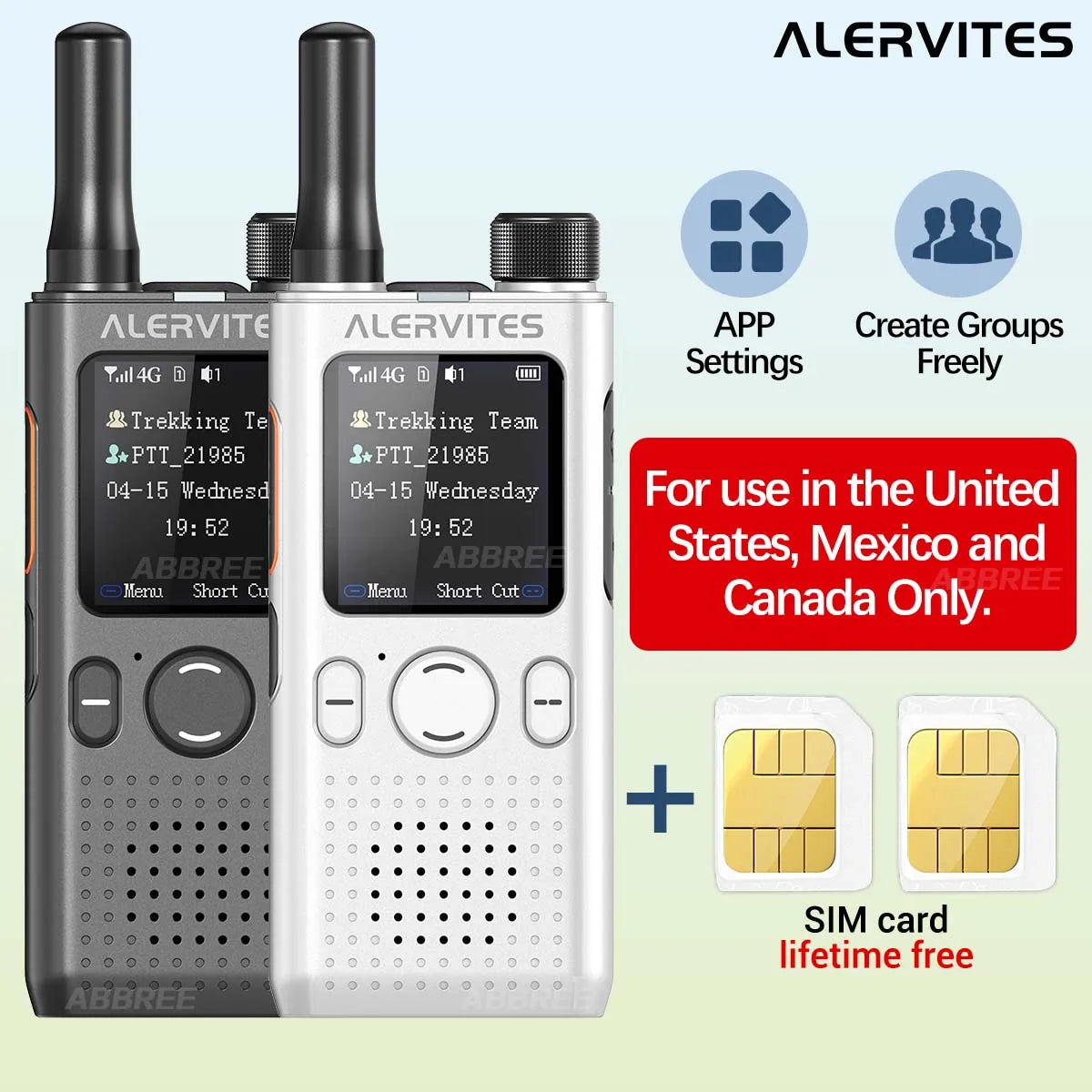 BAOFENG AT1 POC Walkie Talkie Unlimited Data Free For Life Global Phone APP Connection Dual Card Slot ALERVITES Network Radio