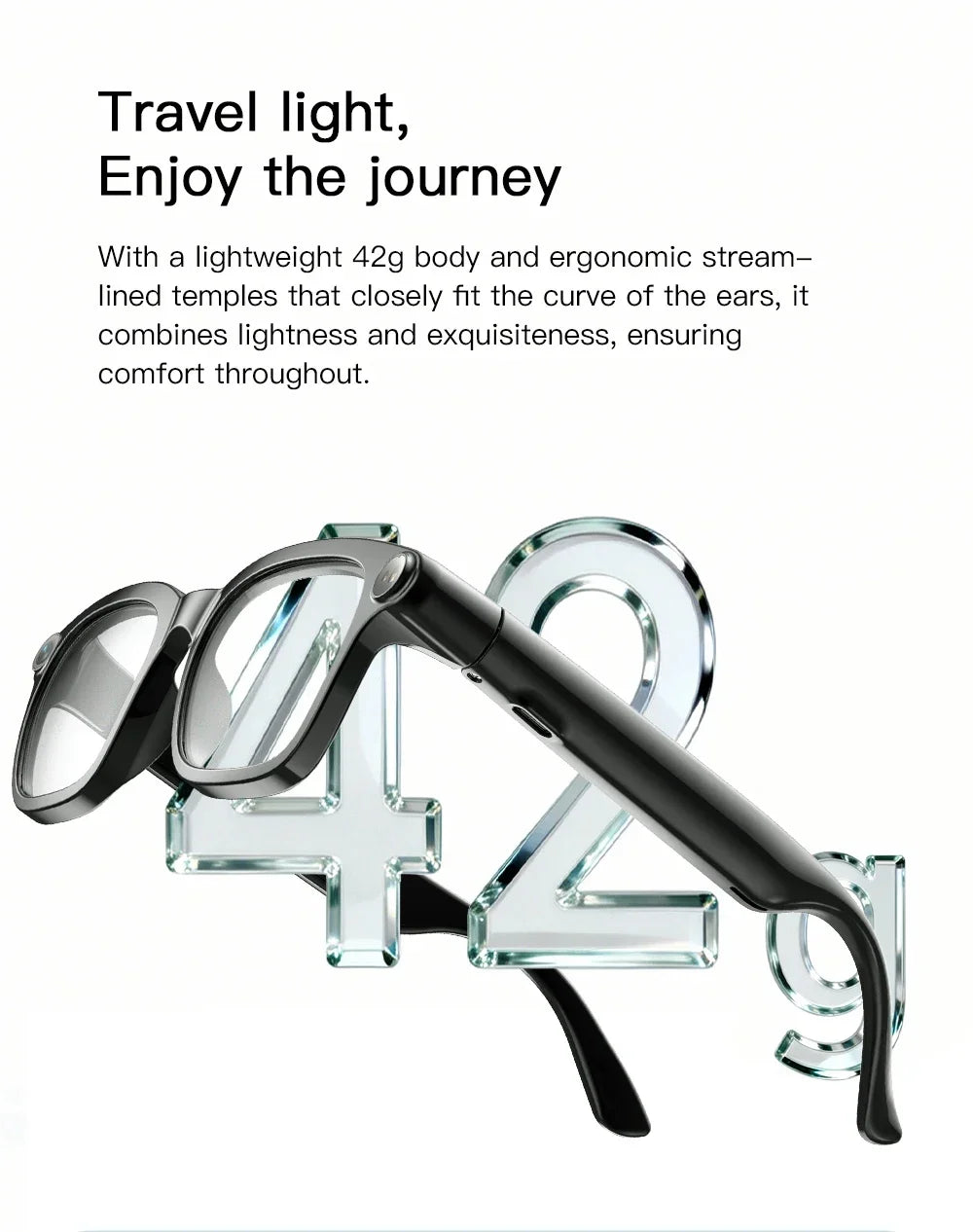 2026 New Smart Glasses 800W HD Camera Video Record AI Assistant Touch Control Translation HD Audio 300mAh Battery Smart Glasses