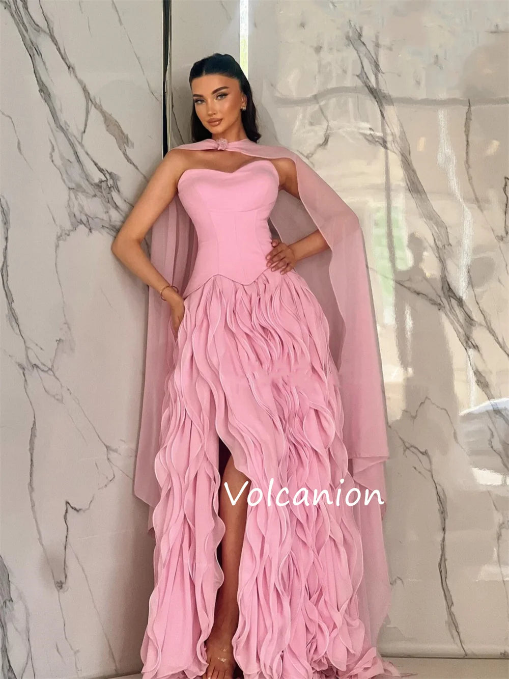 Customized High Quality Jersey Pleat A-line Strapless Long Dresses Bespoke Occasion Modern Style Exquisite