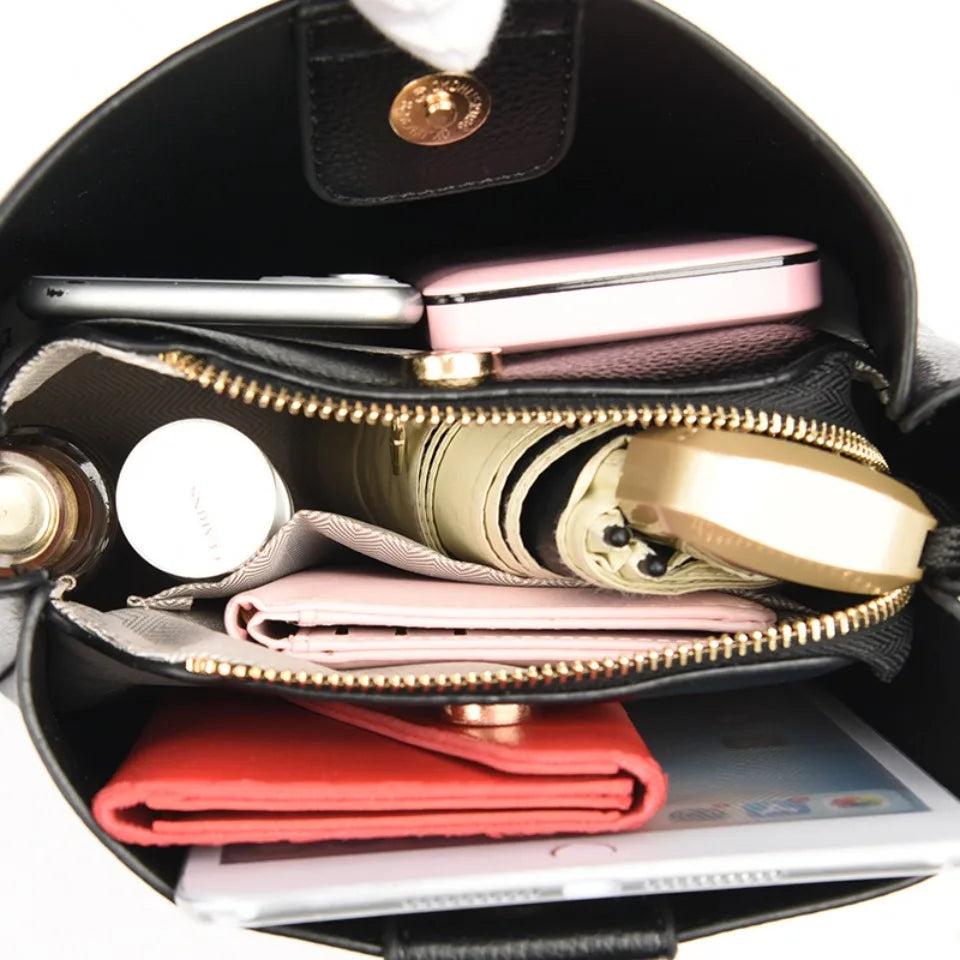 Luxury Hand bags For Women High Quality Pu Leather Three layers Ladies Shoulder Crossbody Bag Bucket Tassel Commuting Sac A Main