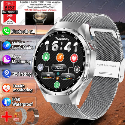 2026 New Global Version Watch 6 Pro GPS Smart Watch Men AMOLED Screen Sports Fitness Track Bluetooth Call Waterproof Smartwatch