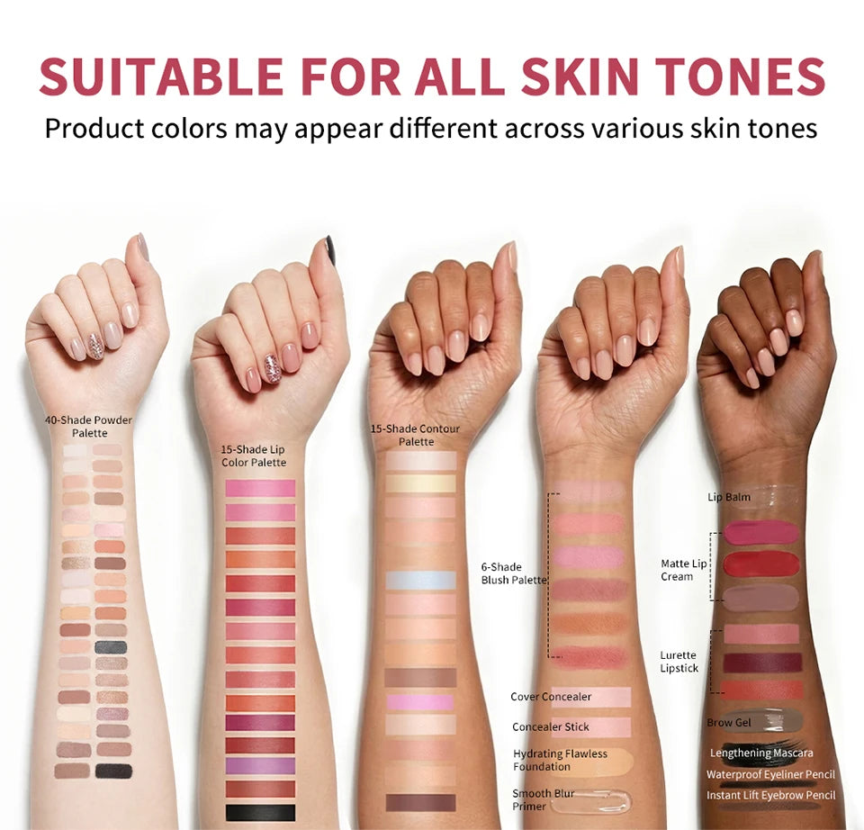 All In One Makeup Set Gathering All Cosmetic Including Base Makeup, Concealer, Contour ,Powder Blusher, Eyebrow Eye, Lip Makeup
