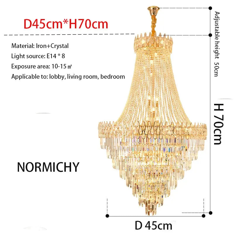 Nordic Modern Crystal Chandelier Wedding Hall Villa Hotel Hall Living Room Home Decoration Ceiling Light Luxurious Pendent Lamp