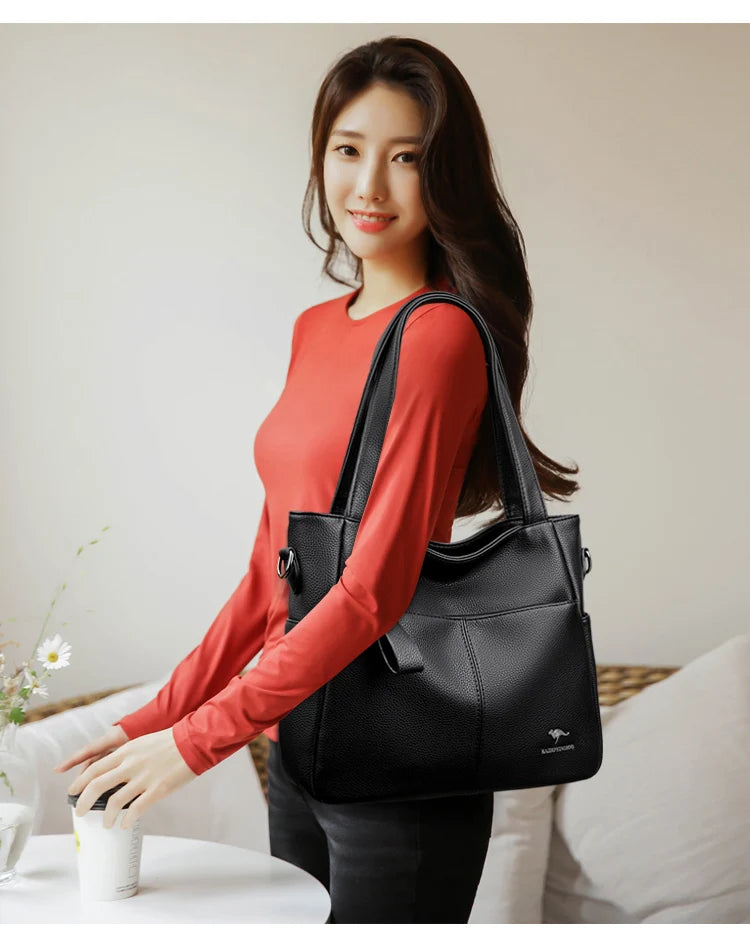 High Quality Soft Leather Shoulder Crossbody Bags For Women Large Capacity Luxury Bag Brand Designer Casual Handbag Sac A Main