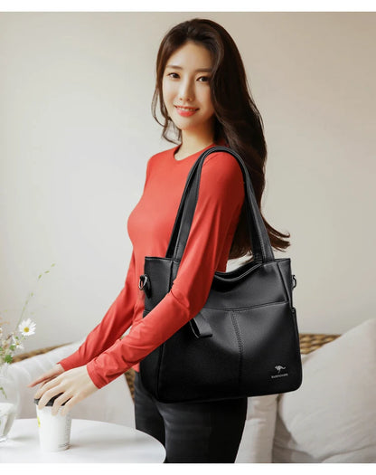 High Quality Soft Leather Shoulder Crossbody Bags For Women Large Capacity Luxury Bag Brand Designer Casual Handbag Sac A Main