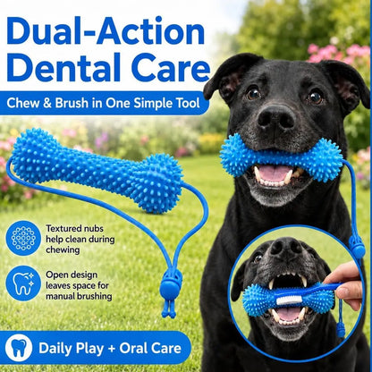 Dual-Action Canine Dental Prop, Dog Dental Chew Toy for Teeth Cleaning Brushing, Reusable Dental Chews for Dogs