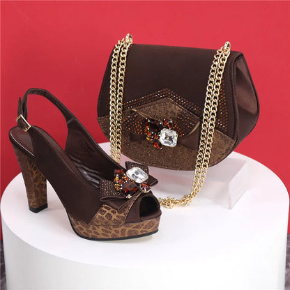 African Fashion Evening Shoes and Bag Italian Design Women's Shoes New Style High Heels Comfortable Women's Shoes and Bags