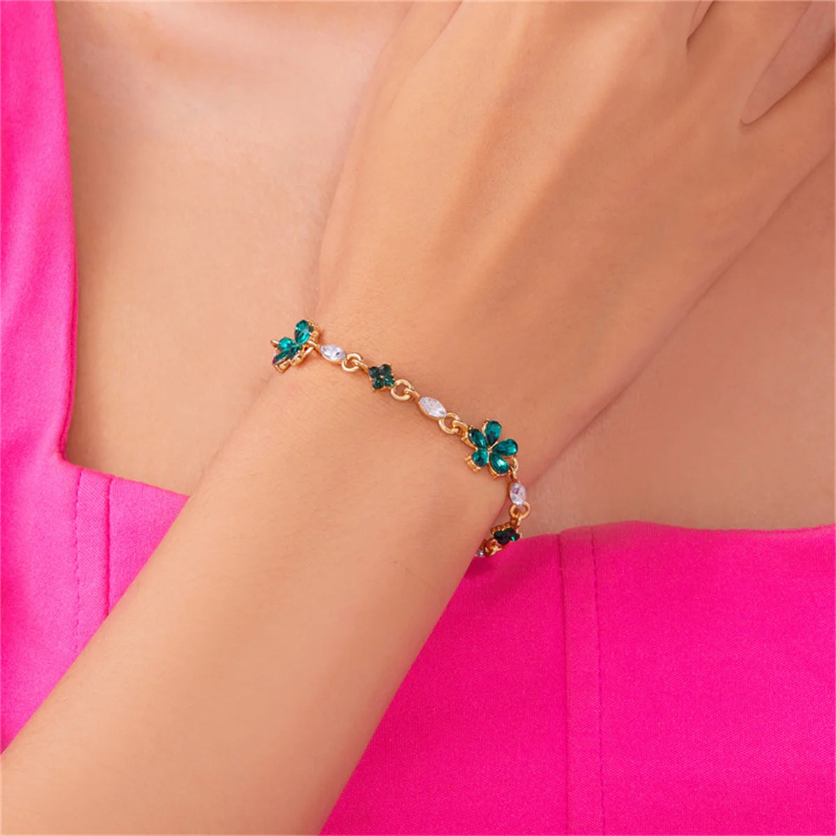 Elegant Crystal Flowers Bracelets For Women Girls Y2K Sweet Sparkling Zircon Floral Plant Chain Bracelet Luxury Wedding Jewelry