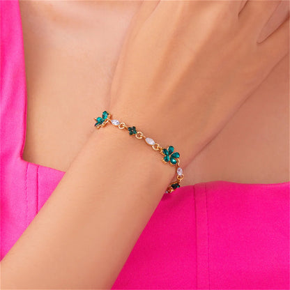 Elegant Crystal Flowers Bracelets For Women Girls Y2K Sweet Sparkling Zircon Floral Plant Chain Bracelet Luxury Wedding Jewelry