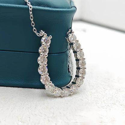 4.5CTTW U-shaped Moissanite Pendant Necklace Horseshoe Diamond Necklace for Women S925 Sterling Silver with Certificates