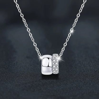 Fashion Light Luxury Diamond Double Circle Small Waist Pendant Fashion All-match Collarbone Chain Women Necklace Jewelry