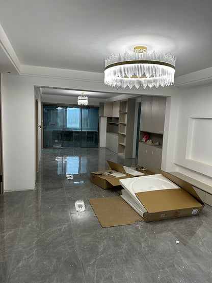 Modern Luxury Crystal Ceiling Chandelier Stainless Steel Living Room Lights Home Decor Dining Room Pendant Lamp Interior Bedroom