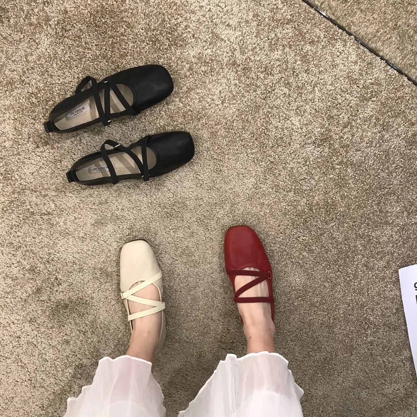 Spring Ballet Flat Shoes Women Comfy Leather Shoes 2024 Women Luxury Women Square Toe Flat Mary Janes Ladies Shoes Double Buckle