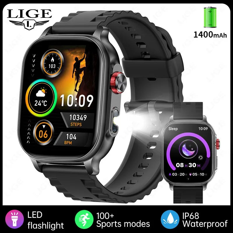 2026 New Sport Smart Watch 1400mAh Battery Fitness Tracker IP68 Waterproof Heart Rate Bluetooth Call Health Smartwatch Men Women