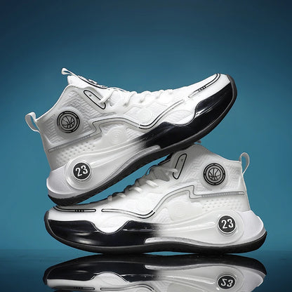 Unisex Basketball Shoes Thick Bottom Rebound Combat Training Sneakers Breathable Comfort Competition Basketball Boots for Men