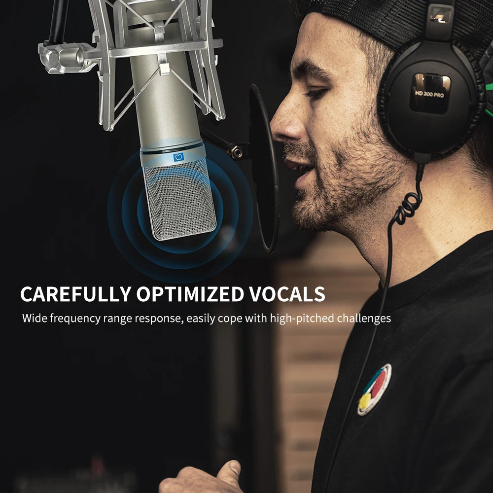 KDES AI XLR Condenser Microphone Professional Cardioid Studio Mic for Recording Podcasting Voice Over Streaming Home Studio