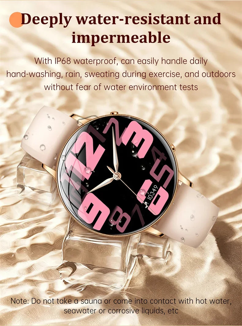 2026 Ultra-Thin Women Smart Watch AMOLED HD GPS Track Always-On Time Display LED Flashlight Bluetooth Call Waterproof Smartwatch