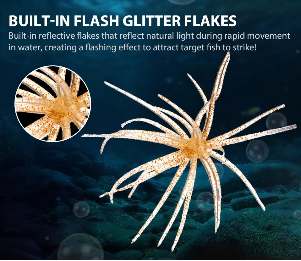 TREHOOK TPE Sea Urchin Soft Fishing Lure 9cm 4g 11cm 9g Silicone Bait for Bream Bass Pike Tilapia Winter Fishing