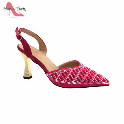 Peach Color New Arrivals Nigerian Women Shoes and Bag Set High Quality Super High Heels for Garden Party