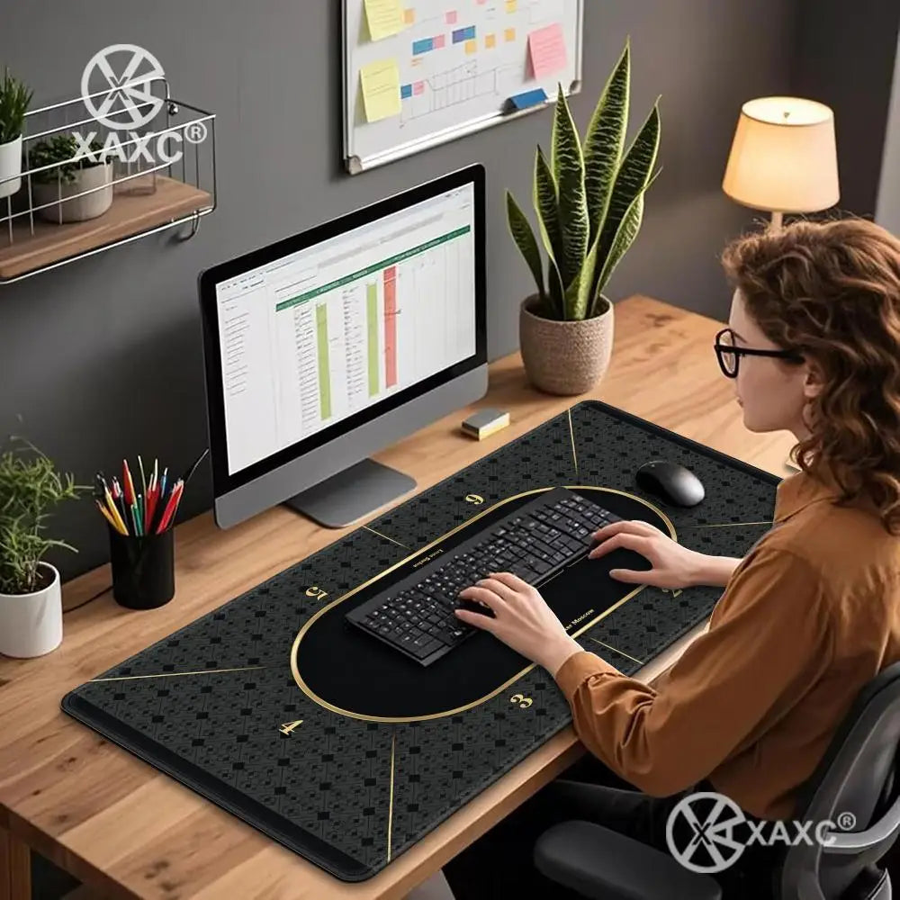 Texas Hold 'Em Poker Design Mouse Pad Desk Mat Gaming Mats Non-Slip Stitched Edge PC Accessories Keyboard Card Mat HYBXXC