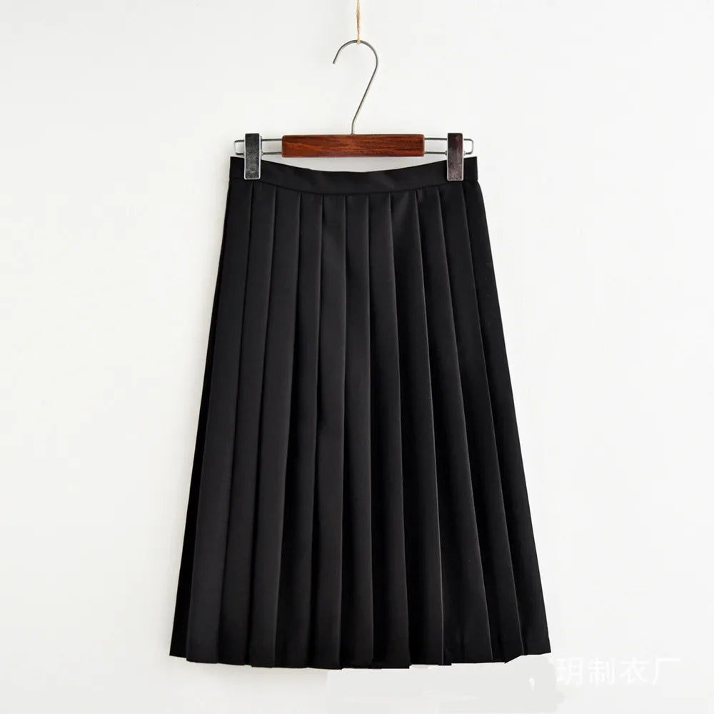 Japanese Uniform Student College Pleated Skirt JK Korean Sailor Navy School Uniform High Waist Knee Length Skirt For Girl