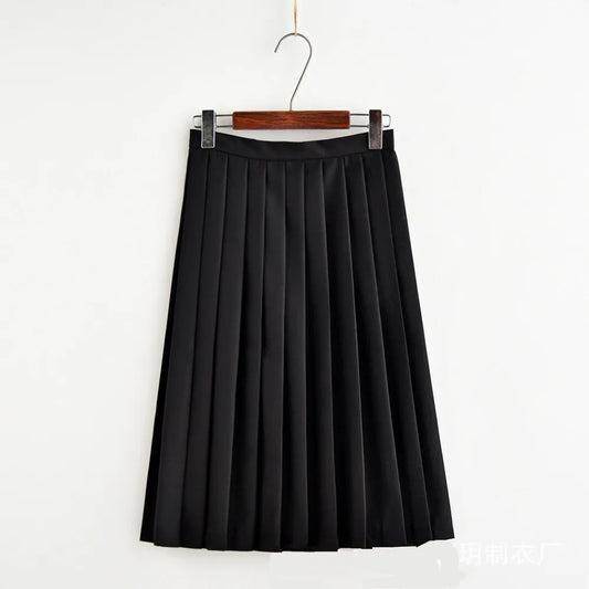Japanese Uniform Student College Pleated Skirt JK Korean Sailor Navy School Uniform High Waist Knee Length Skirt For Girl