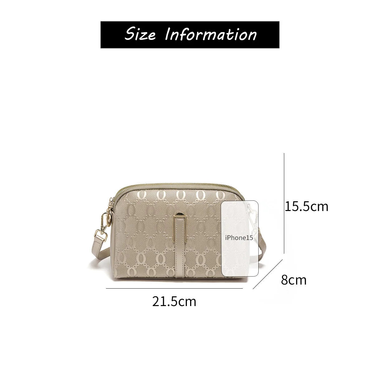FOXER Elegant Women's Shoulder Bag Split Leather Lady Crossbody Bag Fashion Monogram Print Large Capacity Purse