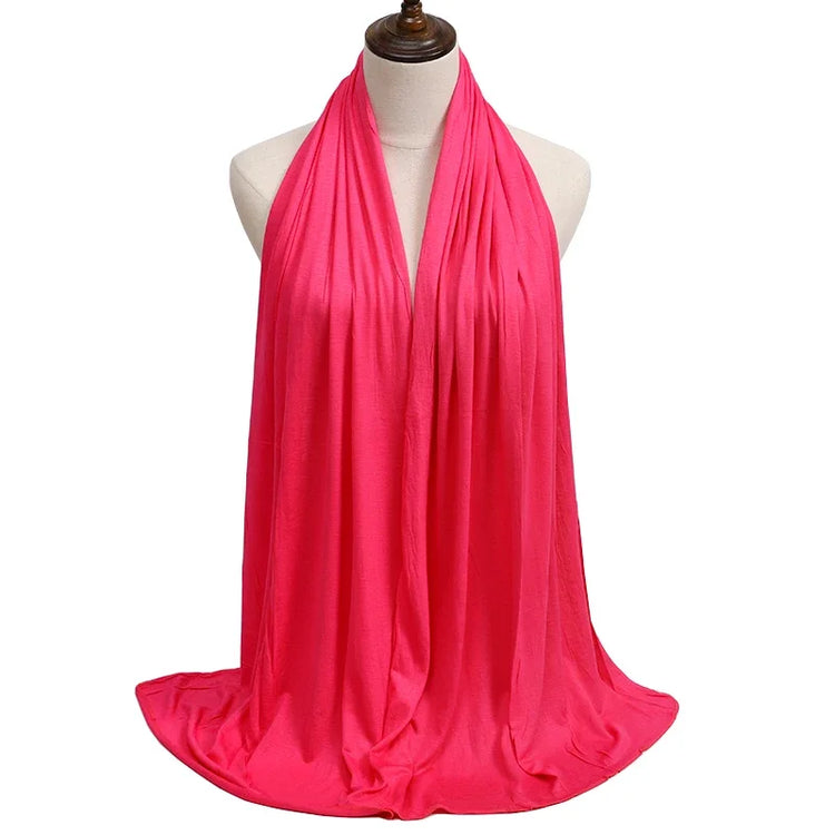 Womens Muslim Ramadan Fashion Modal Cotton Jersey Hijab Womens High Quality Solid Color Soft Hijab Long African Scarf