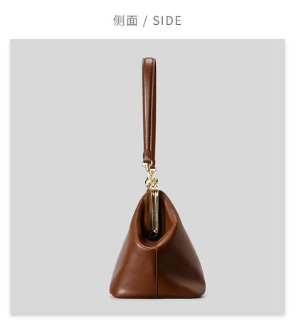 Fashion Large Kisslock Clutch Bag for Women Designer Clip Shell Women Shoulder Bags Luxury Soft Pu Leather Pink Color Handbags